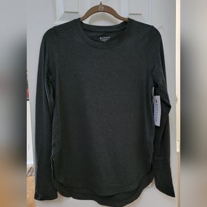 Athleta Uptempo Long Sleeve Shirt, Black Heather, Small